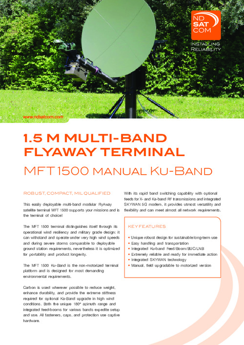 MultiBand FlyAway Terminal MFT 1500 Datasheet
