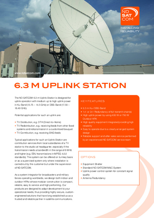Fix Stations 6.3m Uplink - Datasheet