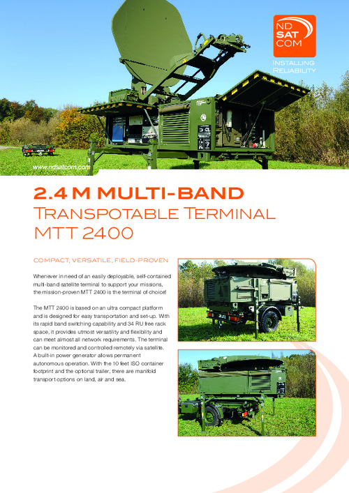 MTT 2400 - 2.4m Multi-Band Transportable Terminal